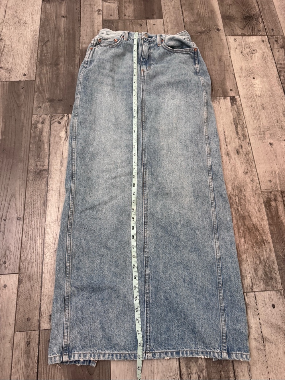 Denim Forum Aritzia The 90s Vintage Mid-Rise Pencil Maxi Jean Skirt 26 Slit - Picture 10 of 11